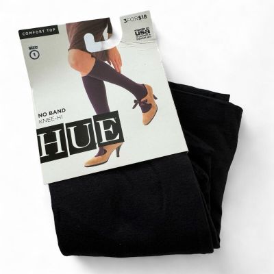 Hue Womens No Band Comfort Top Knee High 1 Pair Black U2891 Size 1 NEW